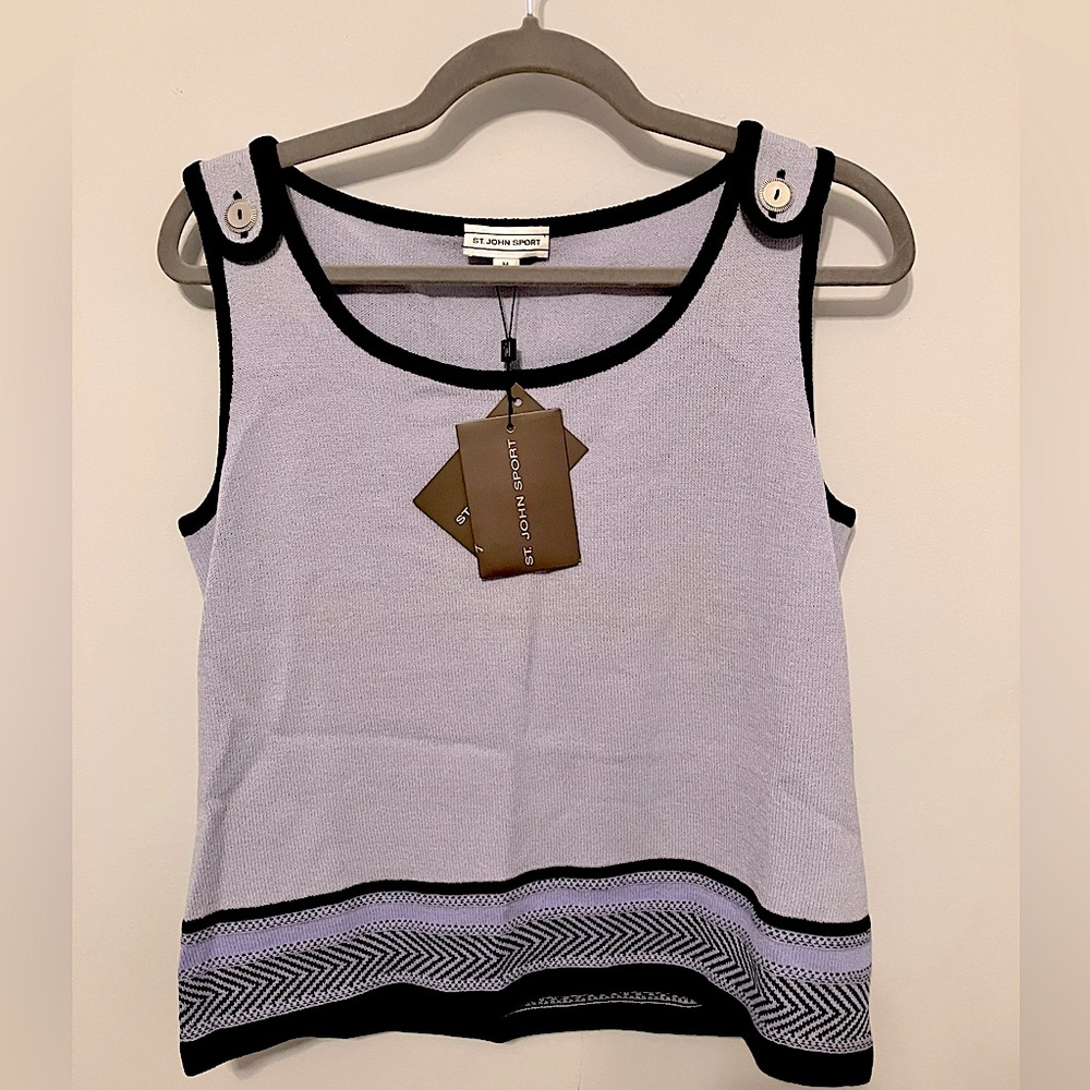 St John Sport NWT lavender hydrangea tank sweater NWT Sz M